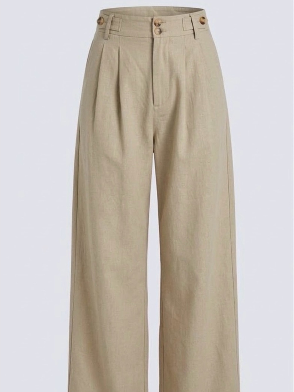 Madewell The Harlow Beige High-Rise Wide-Leg Trousers